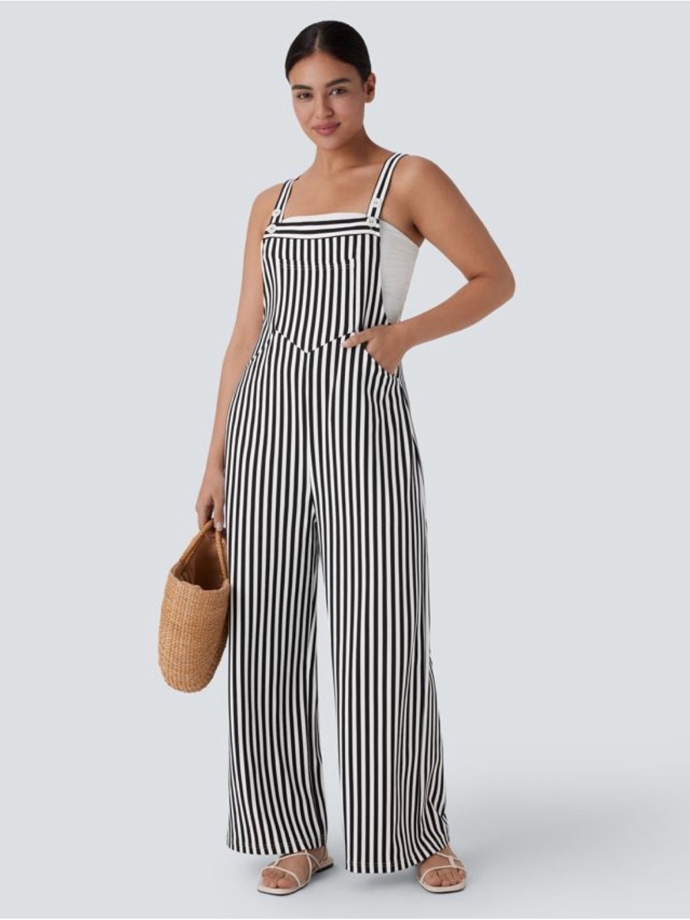 NWT Halara pockets stripe waffle overall  size S